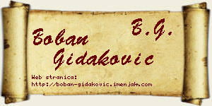 Boban Gidaković vizit kartica
